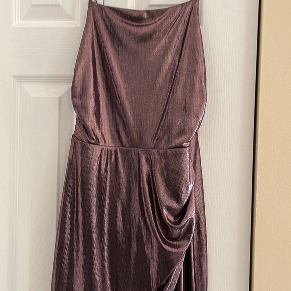 Bcbg metallic strapless asymmetrical dress rose gold size XS bodycon - Picture 4 of 7